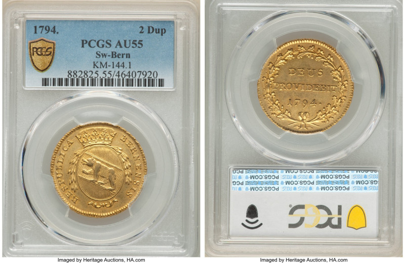 Bern. Canton gold 2 Duplone 1794 AU55 PCGS, KM144.1, Fr-181, HMZ-2211b. HID09801...