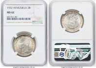 Republic 2 Bolivares 1922 MS62 NGC, Philadelphia mint, KM-Y23. HID09801242017 © 2022 Heritage Auctions | All Rights Reserved