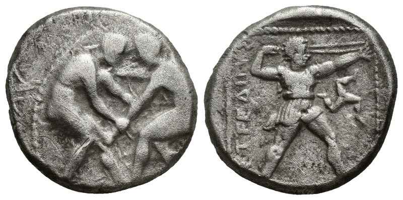 Pamphylia, Aspendos, AR Stater (21mm, 10.73 g) (ca. 380-330 BC) - Two wrestlers ...