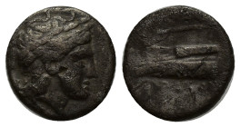 BITHYNIA, Kios (Circa 350-300 BC) AR Half Siglos or Hemidrachm (12mm, 2.26 g) Obv: Laureate head of Apollo right. Rev: Prow of galley left, decorated ...
