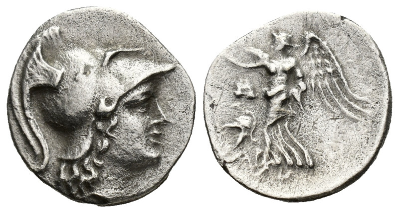 PAMPHYLIA, Side. Circa 2nd-1st Century BC. AR Drachm (17mm, 3.70 g). Head of Ath...