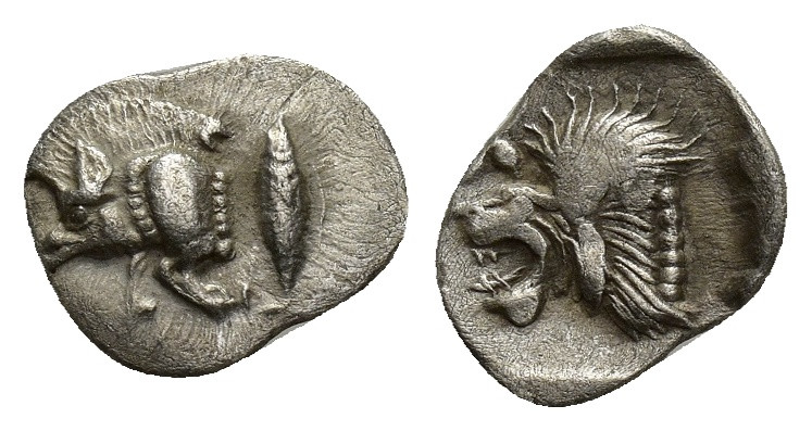 Mysia. Kyzikos circa 480 BC. Hemiobol AR (8mm, 0.40 g). Forepart of boar to left...