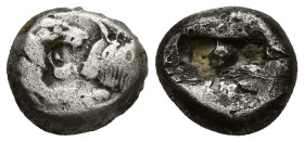 LYDIAN KINGDOM. Croesus (ca. 561-546 BC). AR half-stater or siglos (13mm, 4.36 g). Ancient forgery of Sardes. Confronted foreparts of lion right and b...