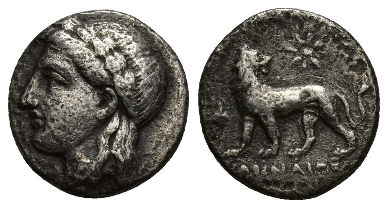 IONIA. Miletos. Circa 350-340 BC. AR Drachm (14mm, 3.26 g). Demainos, magistrate...