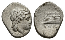 BITHYNIA. Kios. Circa 340-330 B.C. AR half siglos or hemidrachm. (12mm, 2.33 g). Proxenos, magistrate. Head of Apollo right wearing laurel wreath; KIA...