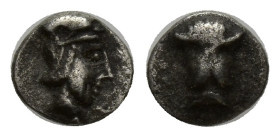 ASIA MINOR. Uncertain (Cilicia?). Hemiobol (6mm, 0.35 g) (4th-3rd centuries BC). Obv: Janiform head. Rev: Helmeted head right.
