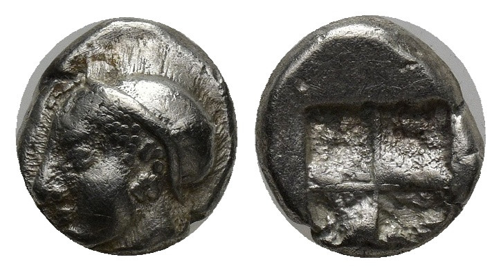 IONIA. Phokaia. (Circa 521-478 BC). AR Diobol. (8mm, 1.31 g) Obv: Archaic female...