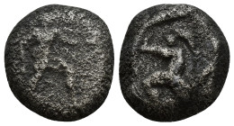 Pamphylia, Aspendos AR Stater. (17mm, 10.00 g) Circa 465-430 BC. Helmeted, nude hoplite advancing to right, holding sword and shield / Triskeles; [EΣT...