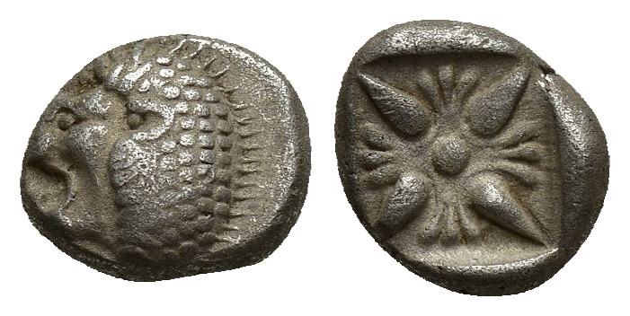 IONIA. Miletus. Ca. late 6th-5th centuries BC. AR obol (7mm, 1.12 g). Milesian s...