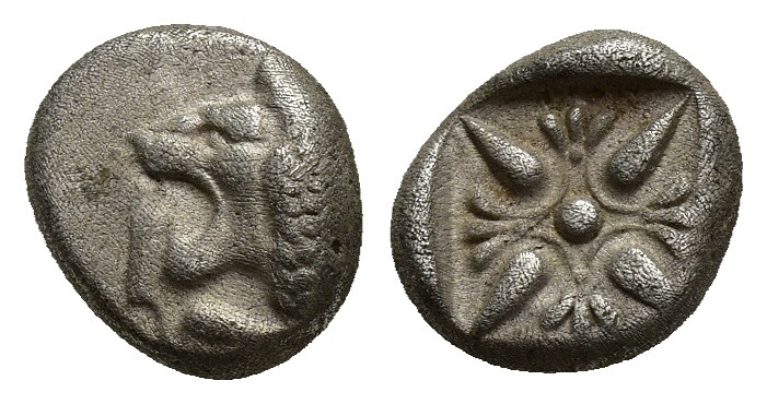 IONIA. Miletus. Ca. late 6th-5th centuries BC. AR obol (9mm, 1.13 g). Milesian s...