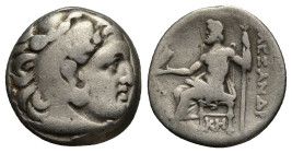 KINGS OF MACEDON. Alexander III 'the Great' (336-323 BC). Drachm. (16mm, 4.00 g) Mylasa. Obv: Head of Herakles right, wearing lion skin. Rev: AΛΕΞΑΝΔΡ...
