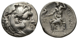 Karia, Mylasa(?) AR Drachm. (17mm, 4.14 g) Circa 300-280 BC. In the name and types of Alexander III of Macedon. Head of Herakles to right, wearing lio...