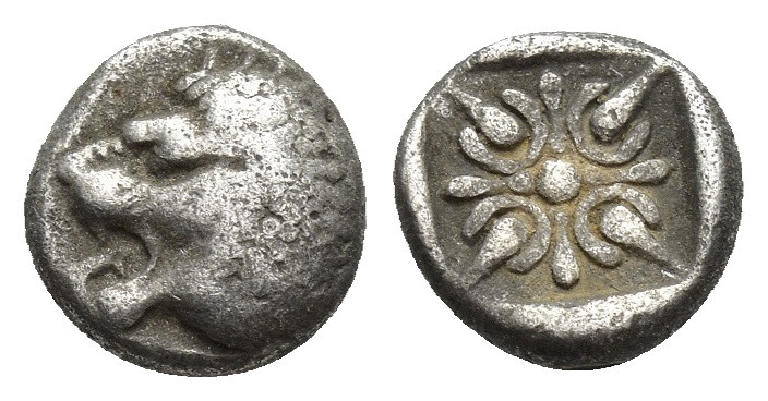 IONIA. Miletus. Ca. late 6th-5th centuries BC. AR obol (9mm, 1.00 g). Milesian s...