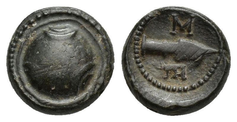 PISIDIA. Selge. 2nd-1st century BC. AE (10mm, 1.67 g). Round shield. Rev. Σ-Ε Sp...