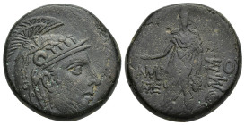 PONTOS, Amisos. Time of Mithradates VI Eupator. Circa 85-65 BC. Æ (26mm, 18.92 g). Helmeted head of Athena right / Perseus standing facing, holding ha...