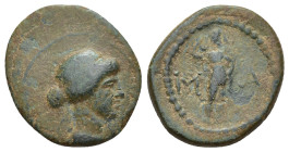 LYCIAN LEAGUE. Circa 19 BC-AD 14. AE (17mm, 3.28 g), issued for the district of Masikytes. Λ-Υ Diademed and draped bust of Artemis to right. Rev. M-A ...