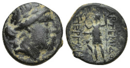 PAMPHYLIA. Perge. Ae (18mm, 4.21 g) (2nd century BC). Obv: Laureate head of Artemis right, with bow and quiver over shoulder. Rev: APTEMIΔOΣ / ΠEPΓAIO...