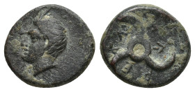 DYNASTS OF LYCIA. Perikles (Circa 380-360 BC). Ae. (13mm, 2.43 g) Obv: Horned head of Pan left . Rev: Triskeles.