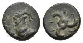 Dynasts of Lycia. Uncertain mint. Perikles 380-360 BC. Bronze Æ (10mm, 1.22 g) Forepart of goat left / Triskeles.