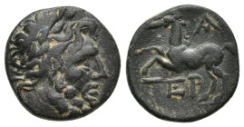 Pisidia, Termessus Major. 1st century B.C. AE (16mm, 3.92 g). Laureate head of Zeus right / TEP, horse galloping left, A above.