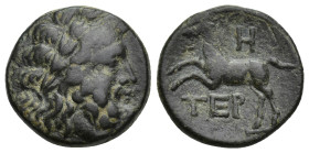 PISIDIA. Termessus Major. Pseudo-autonomous (1st century BC). Ae. (17mm, 4.78 g) Dated CY 8 (64/3 BC). Obv: Laureate head of Zeus right. Rev: TEP. Hor...