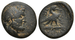 PHRYGIA. Amorion. Ae (19mm, 7.84 g) (2nd-1st centuries BC) Obv: Laureate head of Zeus right. Rev: Eagle standing right on thunderbolt, with kerykeion ...
