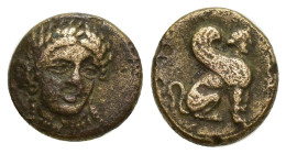 TROAS. Gergis. Ae (10mm, 1.61 g) (4th century BC). Obv: Laureate head of Sibyl Herophile facing slightly right. Rev: ΓΕΡ. Sphinx seated right.