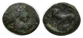 Thrace. Ainos circa 500 BC. (10mm, 1.71 g). Head of Hermes right wearing petasos / Goat standing right, ivy-leaf before; all within incuse square.