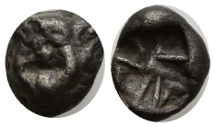 MYSIA. Parion. 5th century BC. Drachm (Silver, 14mm, 3.71 g). Facing gorgoneion with large ears and protruding tongue. Rev. Irregular pattern within q...