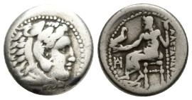 Kings of Macedon. Miletos. Alexander III "the Great" 336-323 BC. Drachm AR (16mm, 4.00 g) Head of Herakles to right, wearing lion skin headdress / ΑΛΕ...