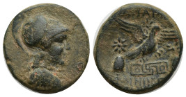 PHRYGIA, Apameia. Circa 88-40 BC. Æ (21mm, 5.67 g). uncertain magistrates. Bust of Athena right, wearing crested Corinthian helmet and aegis / Eagle l...