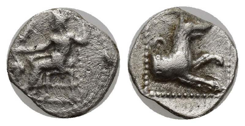 Lykaonia, Laranda AR Obol. (9mm, 0.55 g) Circa 324-323 BC. Baaltars seated left,...