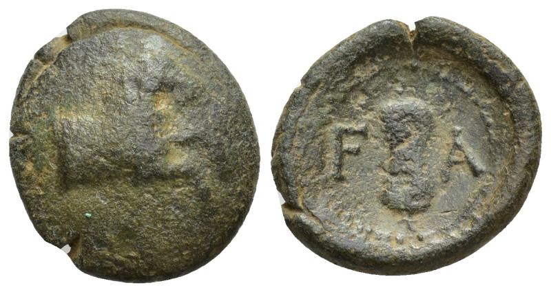 PAMPHYLIA, Aspendos (4th-3rd centuries BC). AE (18mm, 4.57 g) Obv: Forepart of h...