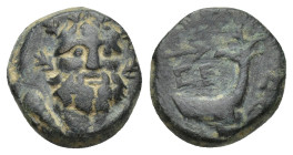 Pisidia, Selge Æ (12mm, 2.34 g). 2nd-1st centuries BC. Head of Herakles facing slightly to right, wreathed with styrax; lion skin tied around neck, [c...