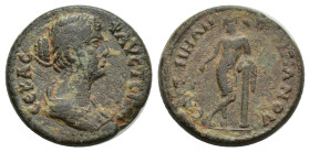 LYDIA. Saitta. Faustina II (Augusta, 147-175). Ae. (17mm, 3.57 g) Titianos, first archon. Obv: ΦAVCTЄINA CЄBAC. Draped bust right. Rev: ЄΠI TITIANOV C...