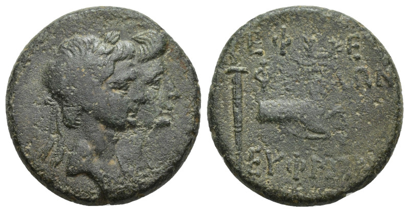 IONIA, Ephesus. Augustus, with Julia Augusta (Livia). 27 BC-AD 14. Æ (22mm, 8.16...