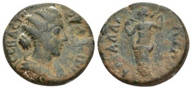 CILICIA, Carallia. Crispina, wife of Commodus. Augusta, 178-182 AD. Æ (21mm, 9.00 g). ΚΡΙϹΠƐΙΝΑ ϹƐΒΑϹΤΗ Draped bust right / ΚΑΡΑΛΛΙΩΤΩΝ Aphrodite stan...