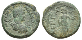 Pamphylia, Perge. Caracalla. A.D. 198-217. AE 20 (18mm, 4.76 g). Α Κ Μ Α ΑΝΤΩΝЄΙΝΟ , laureate, draped and cuirassed bust of Caracalla right, seen from...