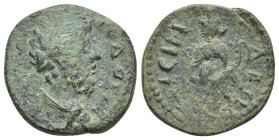 PISIDIA, Isinda, Commodus (177-192), AE (22mm, 5.68 g) Obv: Laureate, draped and cuirassed bust of Commodus right Reverse: ΙϹΙΝΔƐΩΝ - Tyche standing l...