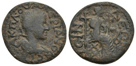 PISIDIA, Isinda. Valerian I, 253-260 AD. AE. (23mm, 6.53 g) Obv: A K Π Λ OYAΛЄPIANON CIB (sic.). Laureate, draped and cuirassed bust of Valerian I, ri...