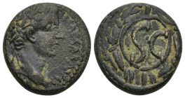 Syria, Seleucis and Pieria. Antiochia ad Orontem. Tiberius. A.D. 14-37. Æ (21mm, 9.52 g) Obverse: TI CAESAR AVG TR POT XXXIII; laureate head of Tiberi...