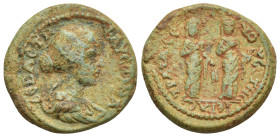 CILICIA, Selinus. Faustina Jr., wife of Marcus Aurelius. Augusta, 145-175 AD. Æ (23mm, 9.12 g). Draped bust right / Veiled Demeter and Kore?, standing...