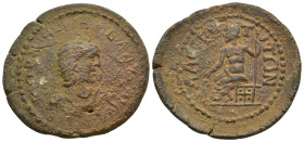 CILICIA, Lyrbe. Salonina. Wife of Gallienus. Æ (34mm, 22.46 g). Diademed and draped bust right / Zeus seated left, eagle at feet, holding sceptre and ...