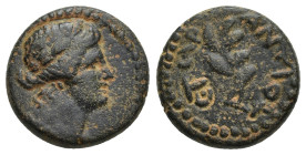 Syria, Seleucis and Pieria. Antiochia ad Orontem. Civic Issue. Time of Nero, A.D. 54-68. AE dichalkon (15mm, 3.58 g). Dated 104 = A.D. 55/56. Draped b...