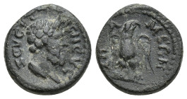 Phrygia. Apameia. AE (14mm, 3.00 g). 193-218 d.C. Pseudo-autonomous, time of Septimius Severus to Macrinus. ( Anv.: ZЄYC KЄΛЄΝЄΥC Draped bust of Zeus ...