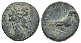 PHRYGIA, Amorium. Augustus. 27 BC-AD 14. Æ (17mm, 4.93 g). Kallippos Alexandrou, magistrate. Bare head right; lituus to right / Eagle standing right o...
