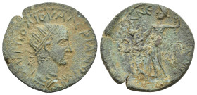 CILICIA, Anemurium. Valerian. 253-260 AD. Æ (24mm, 7.43 g). Dated year 2 (254/5 AD). V K ΠO ΛI OVAΛEΡIANON, radiate, draped, and cuirassed bust right ...