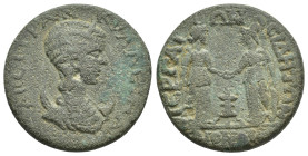 Pamphylia, Perga. Tranquillina. Augusta, A.D. 241-244. AE (25mm, 9.77 g). Homonoia with Side. CABEI TPANKVΛΛEINAN CEB, diademed and draped bust right ...