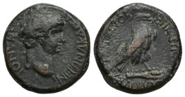 Phrygia. Amorion . Nero AD 54-68. ΛΕΥΚΙΟΣ ΙΟΥΛΙΟΣ ΚΑΤΩΝ (Lucius Julius Katon), magistrate Bronze Æ (20mm, 5.73 g). ΑΜΟΡΙΑΝΟΙ ΝΕΡΩΝΑ ΚΑΙΣΑΡΑ, laureate ...