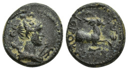 LYDIA. Hierocaesarea. Pseudo-autonomous. Time of Trajan-Hadrian (98-138). Ae. (16mm, 3.54 g) Obv: Draped bust of Artemis right, with quiver to left an...